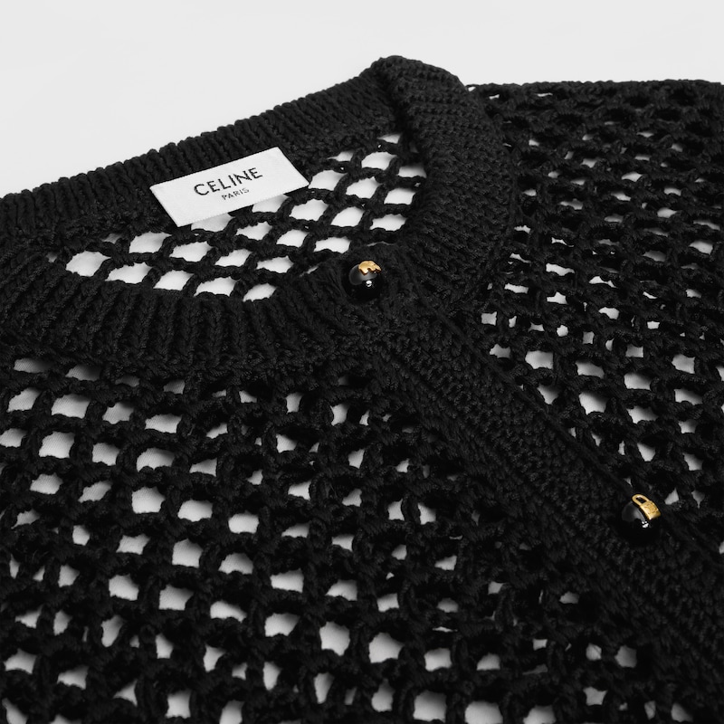 C&Aacute;RDIGAN DE GANCHILLO DE ALGOD&Oacute;N - NEGRO -  - 1 | CELINE