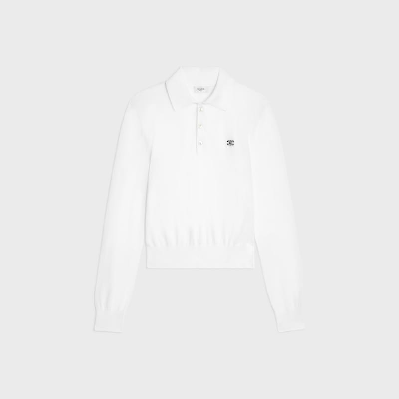 polo sweater IN fine cotton - OPTIC WHITE -  - 1 | CELINE