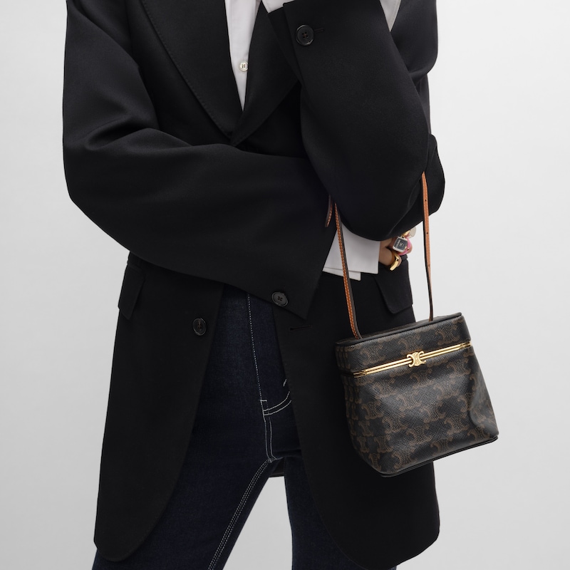 CUBE標誌印花及天然牛皮革手袋 - 蜂蜜色 - 肩背包 - 1 | CELINE