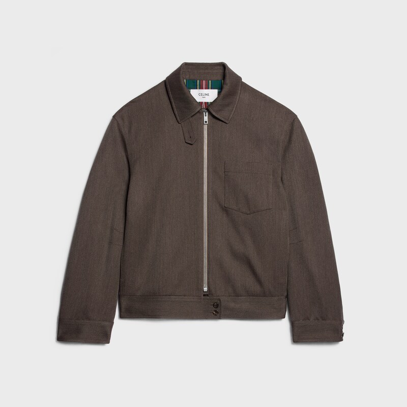 jacket IN WOOL GABARDINE - BROWN -  - 1 | CELINE