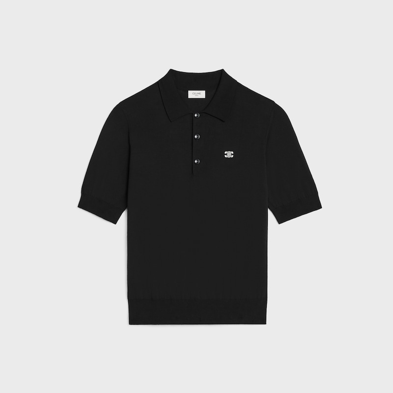 triomphe polo in fine cotton - BLACK -  - 1 | CELINE
