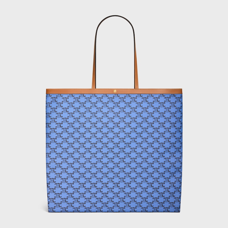 LARGE FLAT SHOPPER IN TRIOMPHE CANVAS - BLUE / BLACK - TOP-HANDLE BAGS - 1 | CELINE
