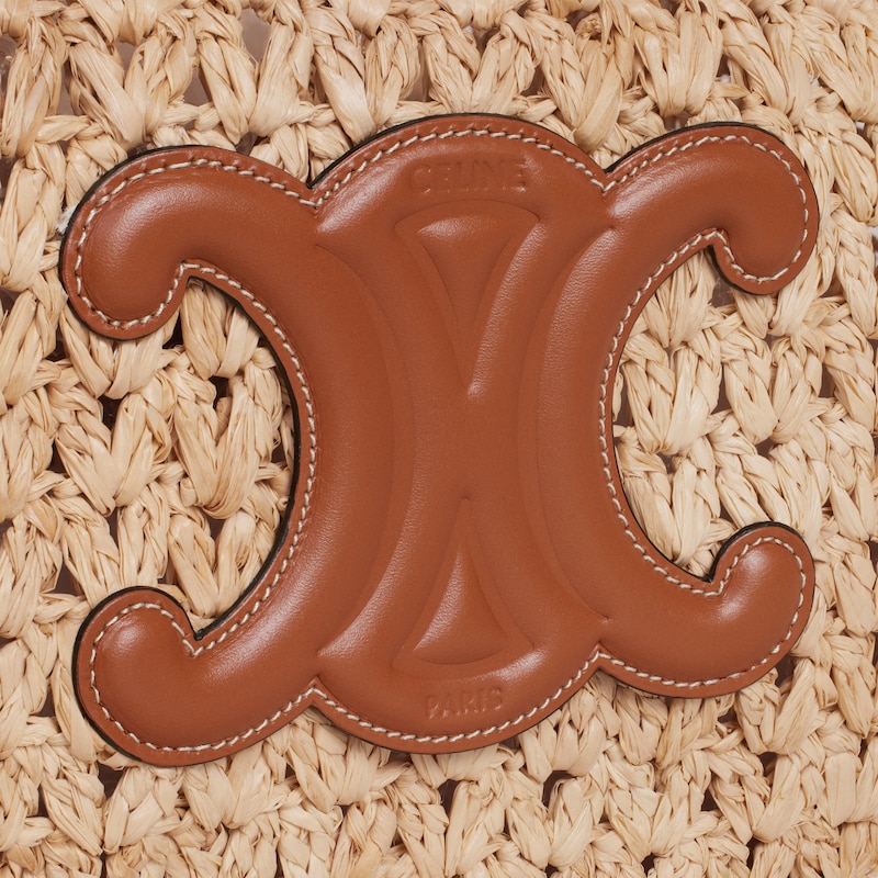 celine classic panier HOBO BAG IN Raffia and Calfskin - NATURAL / TAN - TOP-HANDLE BAGS - 1 | CELINE