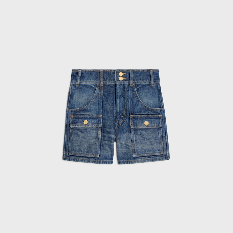 kitty shorts in dark union wash denim - DARK UNION WASH -  - 1 | CELINE