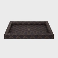 TRAY IN LAMBSKIN WITH TRIOMPHE CANVAS PRINT - BLACK / TAN - HOME - 1 | CELINE