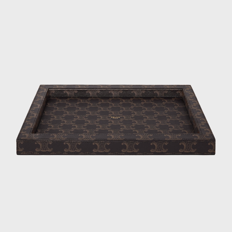 TRAY IN LAMBSKIN WITH TRIOMPHE CANVAS PRINT - BLACK / TAN - HOME - 1 | CELINE