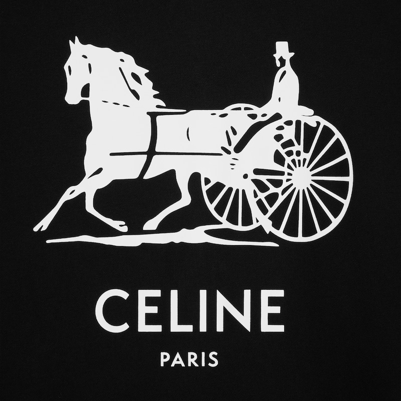 hoodie IN cotton fleece - BLACK / WHITE -  - 1 | CELINE