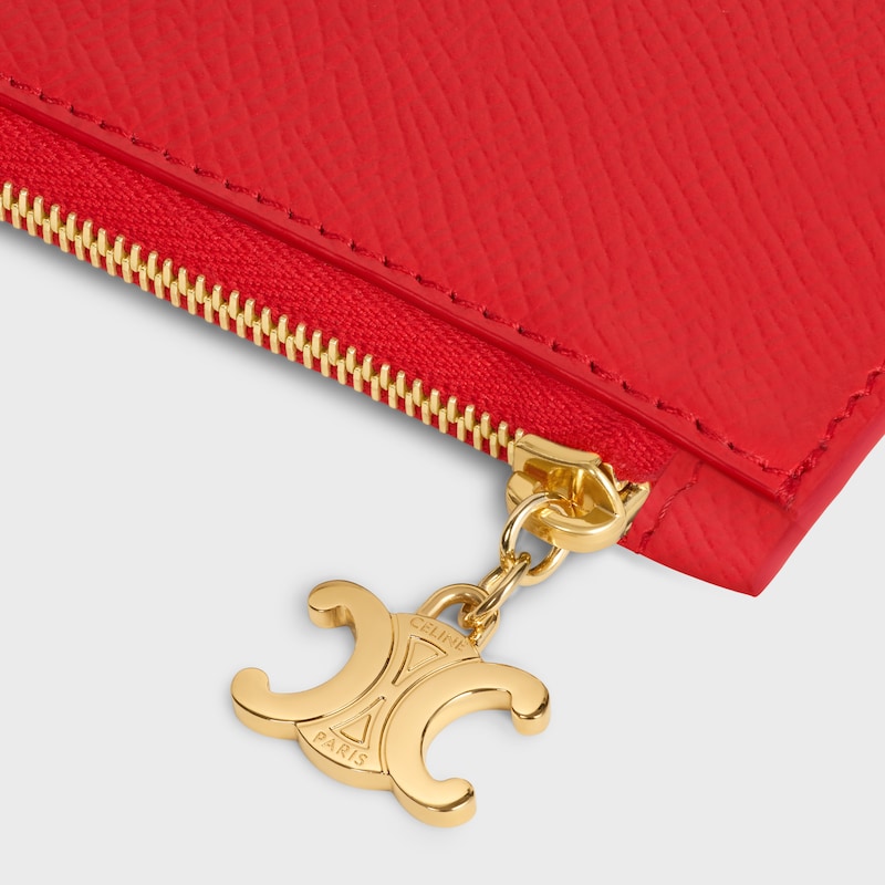 LONG ZIPPED CARD HOLDER IN GRAINED CALFSKIN - ULTRA RED - COIN AND CARD HOLDERS - 1 | CELINE