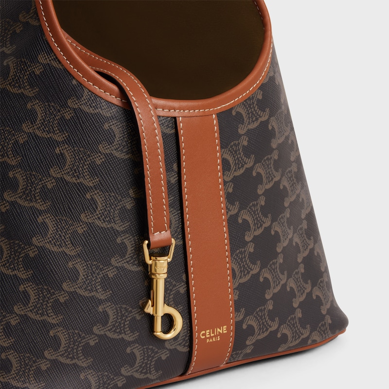 DOG CABAS標誌印花牛皮革手袋 - 棕黃色 - 宠物犬配饰 - 1 | CELINE