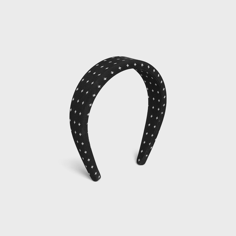 Celine MICRO TRIOMPHE HEADBAND in Silk - BLACK / WHITE - HAIR ACCESSORIES - 1 | CELINE