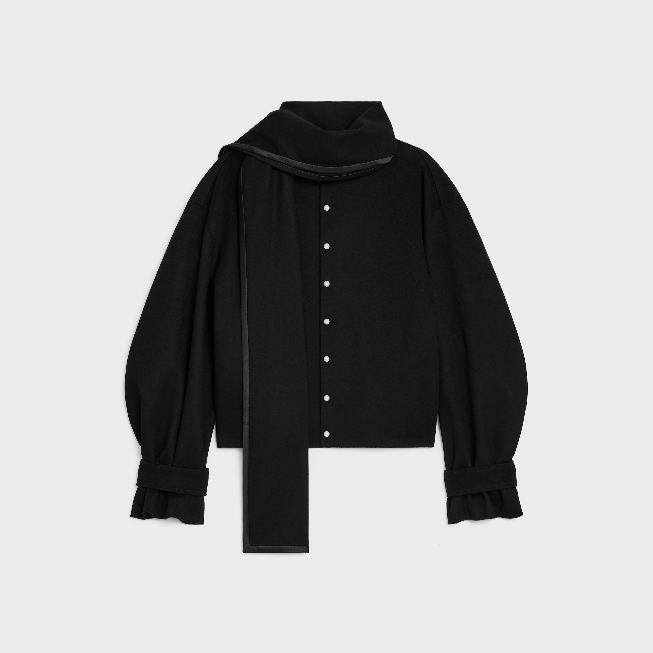 CELINE ミリタリーコート カシミヤウール ブラック 46 コート