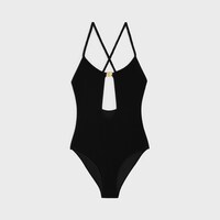 triomphe swimsuit in matte jersey - BLACK -  - 1 | CELINE