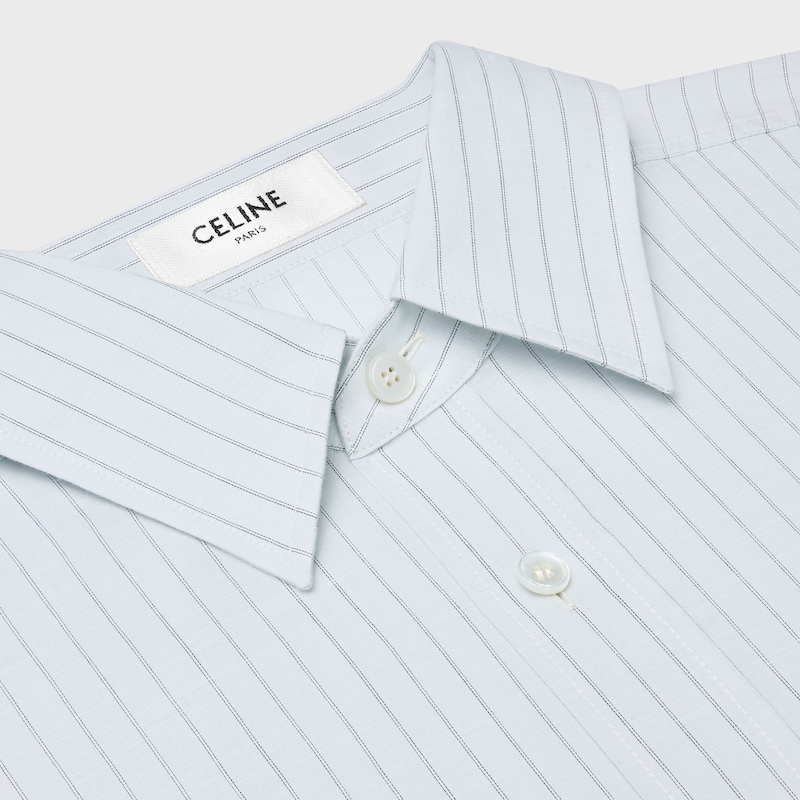 cropped shirt IN COTTON CHAMBRAY - GLACIER/BLACK -  - 1 | CELINE