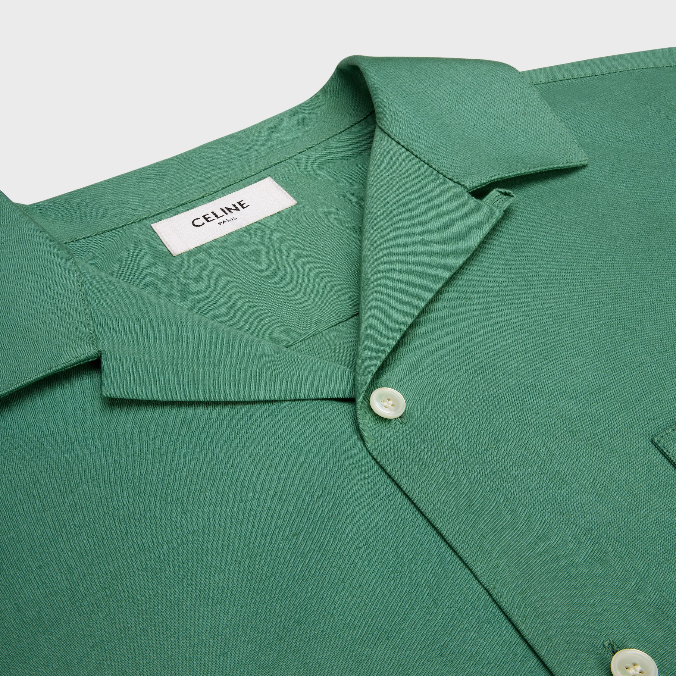 bowling shirt IN COTTON AND LINEN CLOTH - CHLOROPHYLL | CELINE