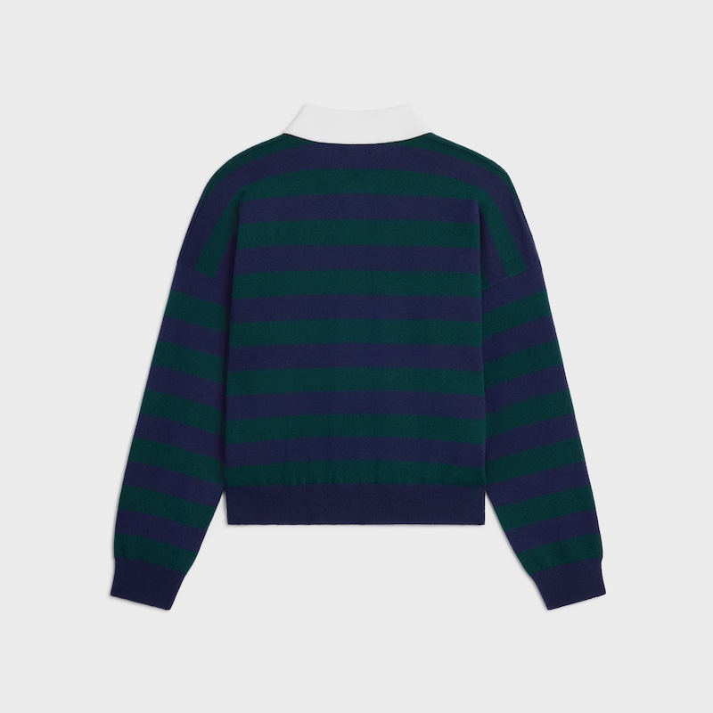 polo sweater IN striped wool - NAVY/GREEN -  - 1 | CELINE