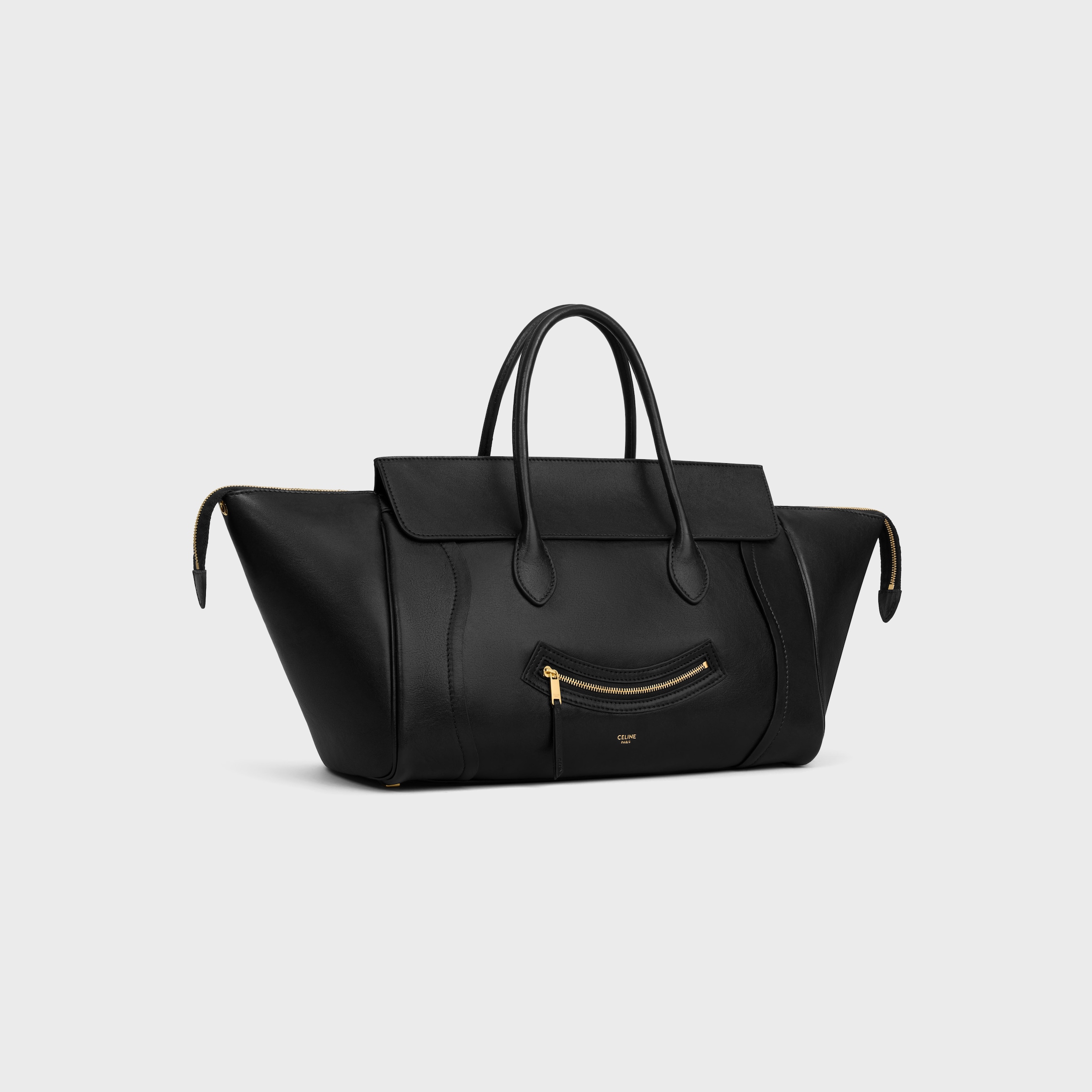 MEDIUM SMILING NEW LUGGAGE IN SUPPLE SHINY LAMBSKIN - BLACK