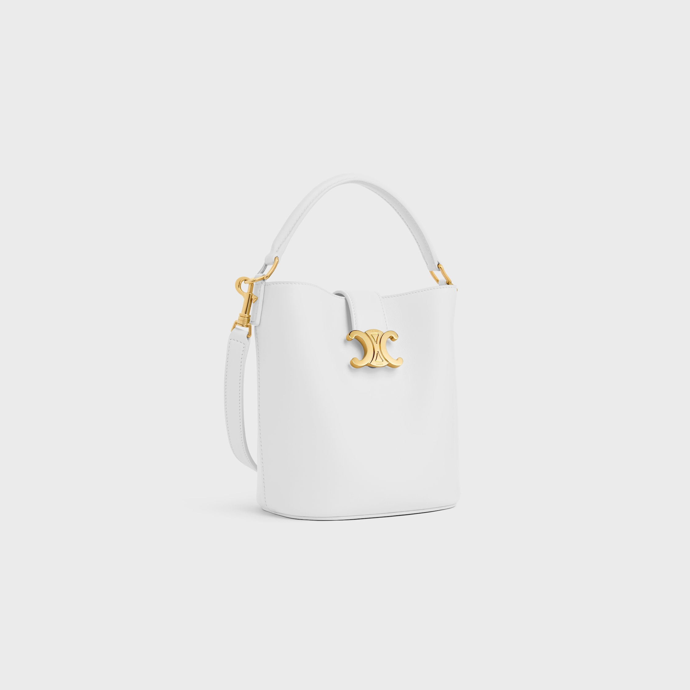 SMALL BUCKET LOUISE IN SMOOTH CALFSKIN - ARCTIC WHITE | CELINE