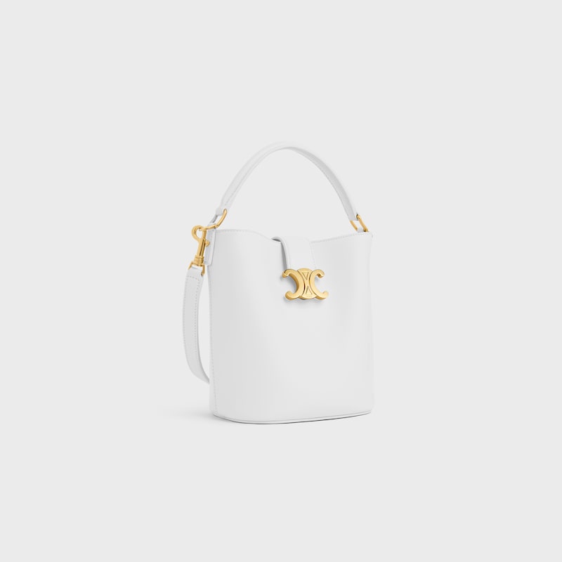 SMALL BUCKET LOUISE IN SMOOTH CALFSKIN - ARCTIC WHITE - MORE LINES - 1 | CELINE