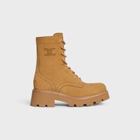 CELINE TRIOMPHE RANGERS MID LACE-UP BOOT IN SUEDE CALFSKIN - LIGHT BEIGE -  - 1 | CELINE