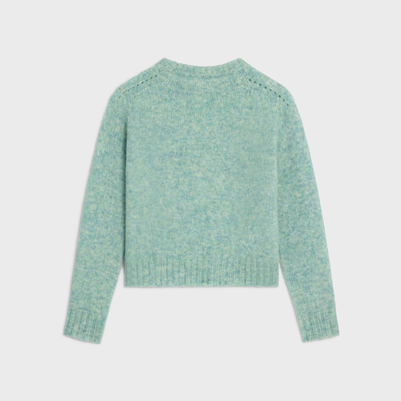 雪特兰羊毛圆领套头衫 - 冰薄荷绿 -  - 1 | CELINE