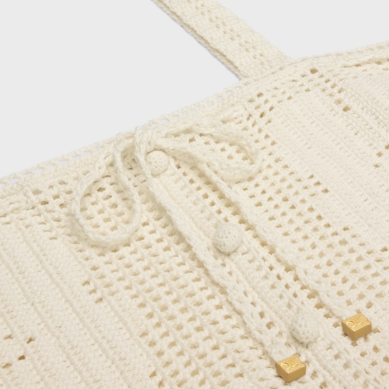 crop top in floral crocheted cotton - OFF WHITE -  - 1 | CELINE