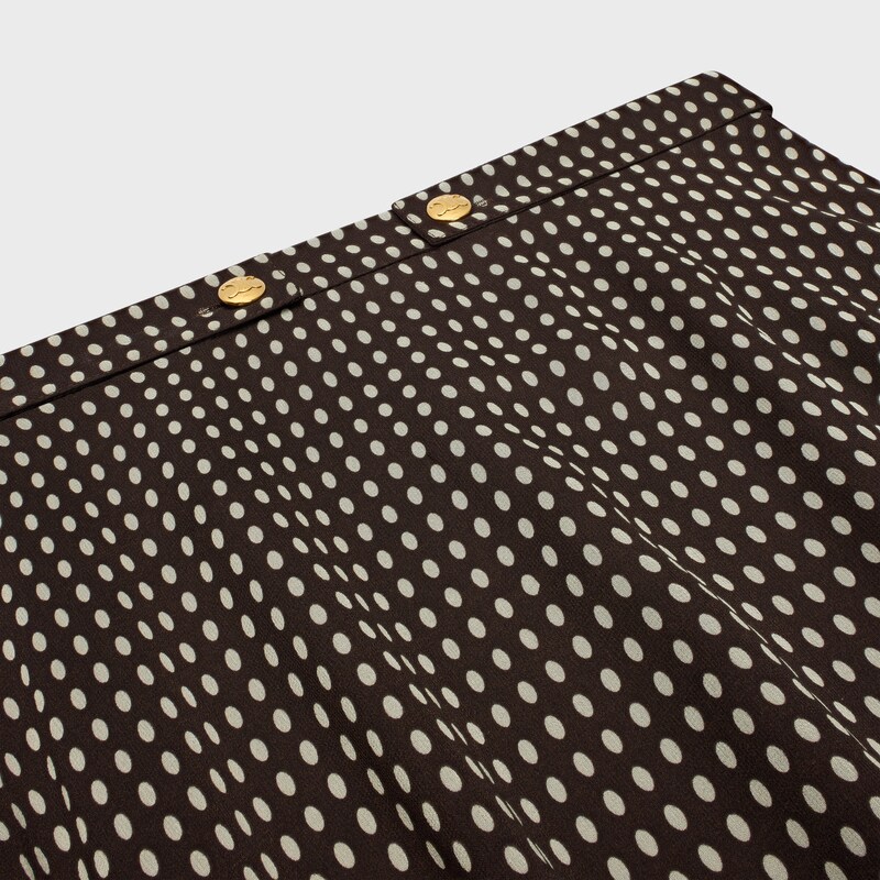 midi skirt IN silk georgette - CHOCOLATE/CREAM -  - 1 | CELINE