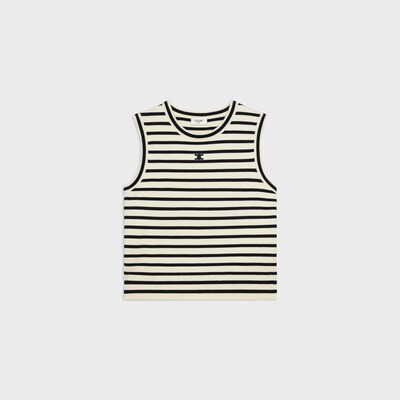 트리옹프 슬리브리스 마리니에르 스웨터 - 울 - 에크루/블랙 -  - tileIndex | CELINE