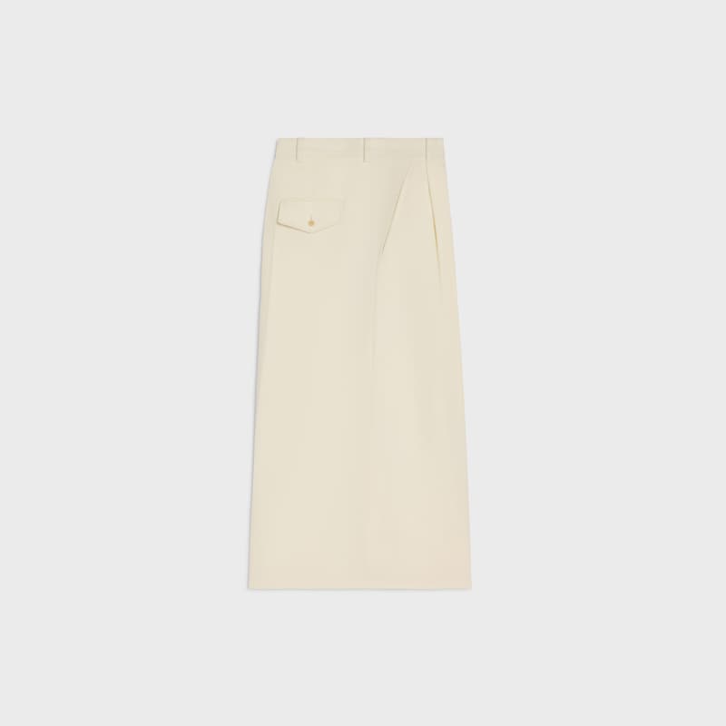 montauk cropped trousers IN DIAGONAL WOOL - IVORY -  - 1 | CELINE
