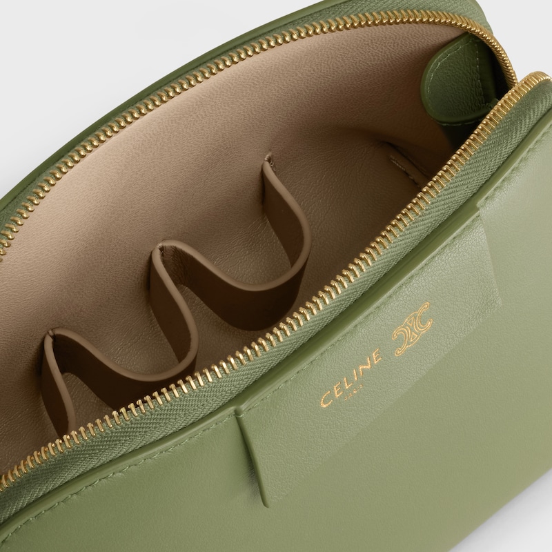 LIPSTICK COSMETIC POUCH IN SMOOTH CALFSKIN - LIGHT KHAKI / SANDCASTLE - BEAUTY ACCESSORIES - 1 | CELINE