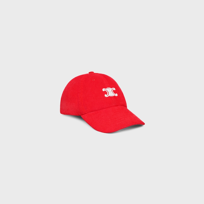 casquette baseball vivienne velours côtelé - ROUGE/BLANC -  - 1 | CELINE