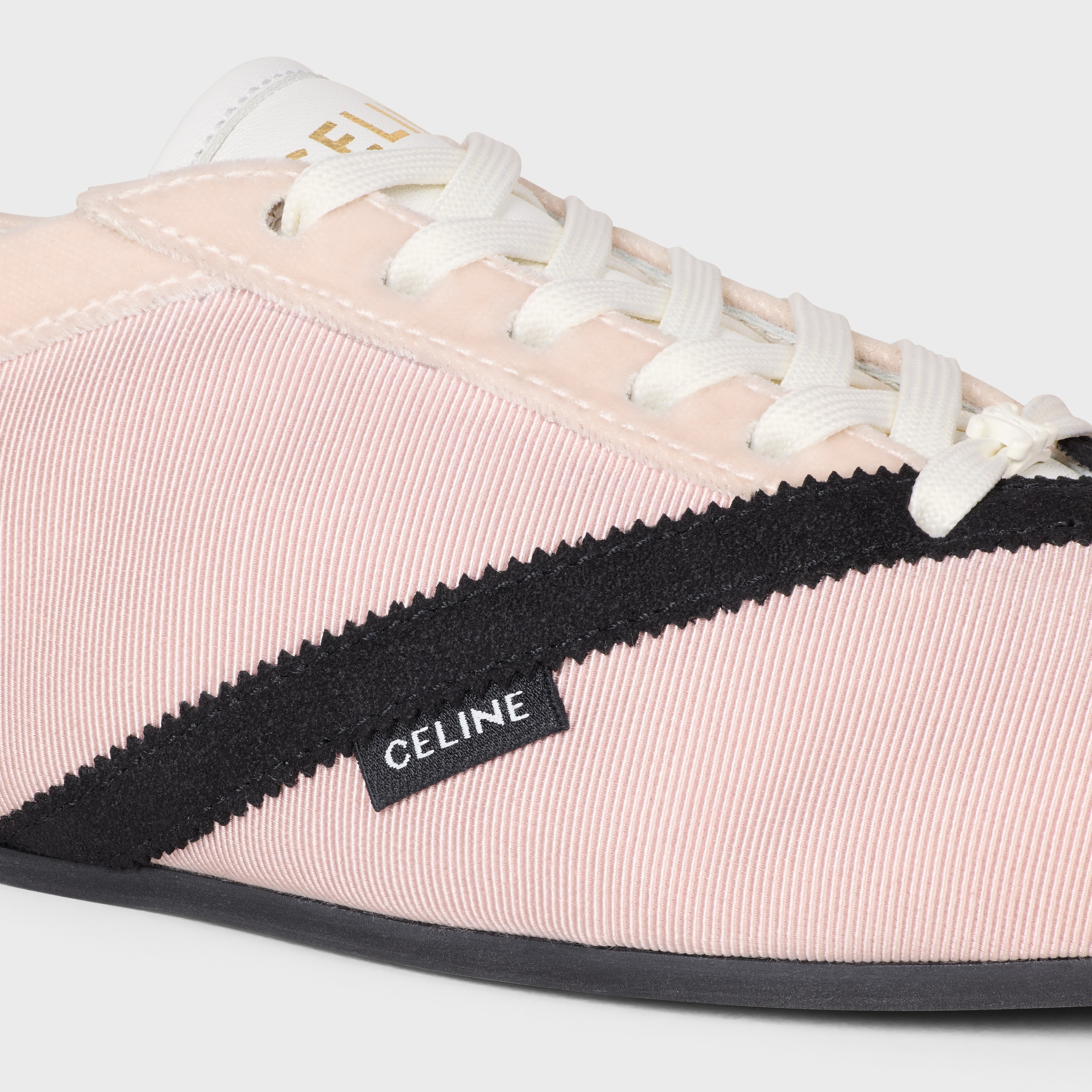 THE FLAT SNEAKER IN GROS GRAIN, VELVET, SUEDE GOATSKIN AND