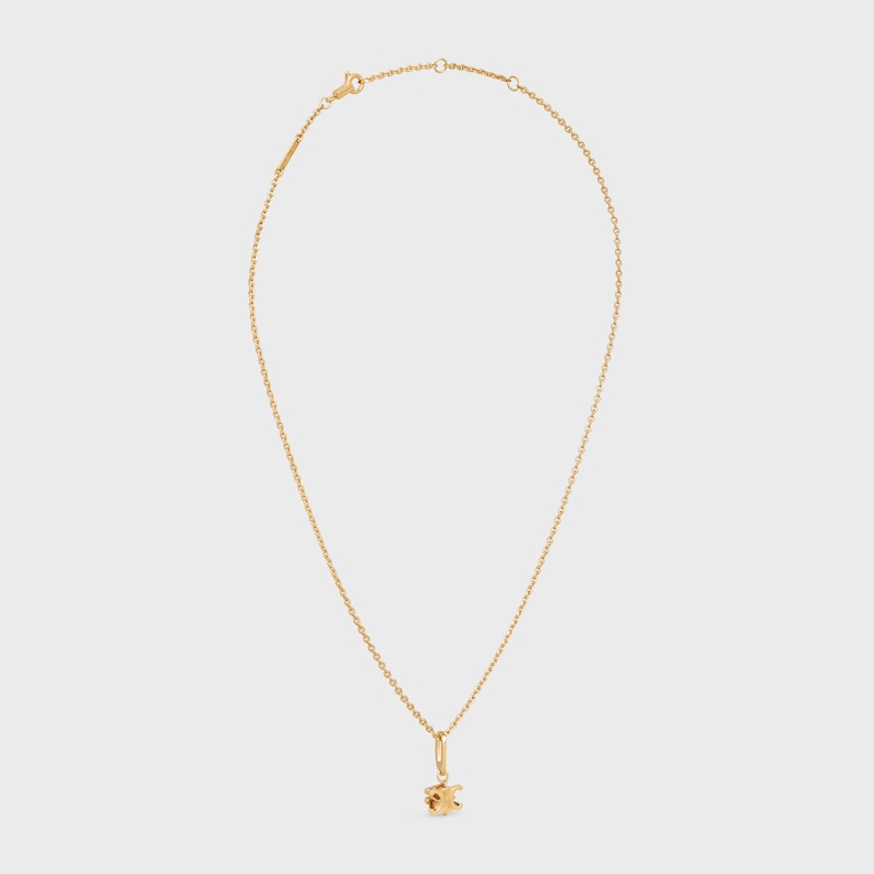 Triomphe Solitaire Necklace in Brass with Gold Finish - GOLD -  - 1 | CELINE