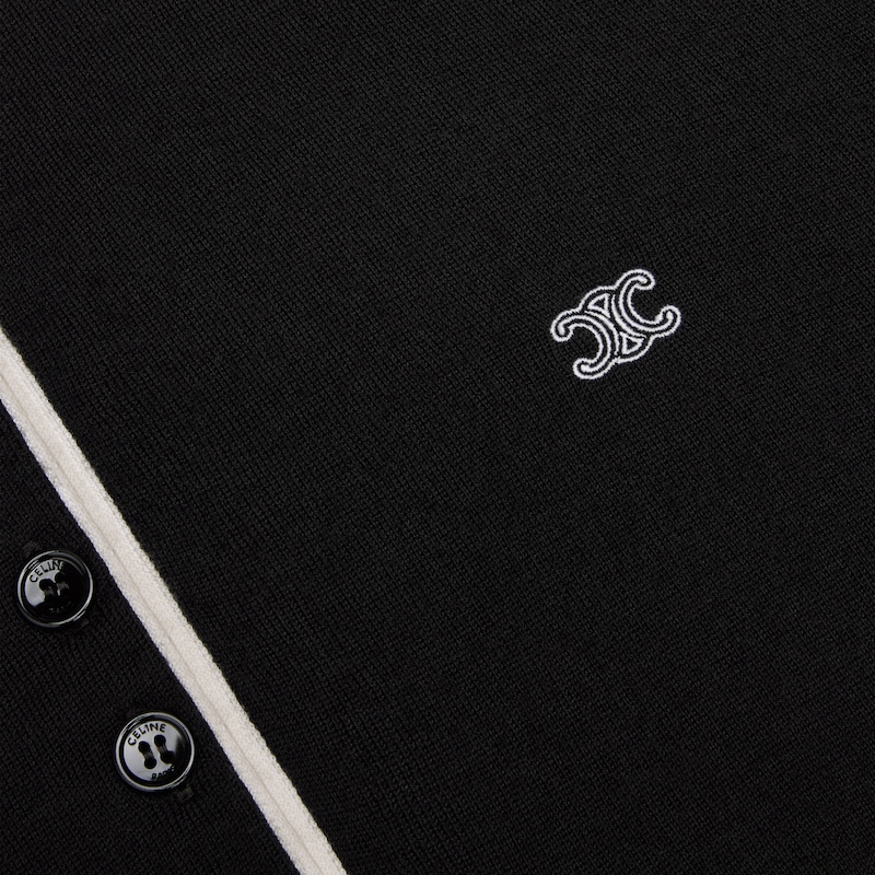 polo sweater IN fine cashmere silk - BLACK/WHITE -  - 1 | CELINE