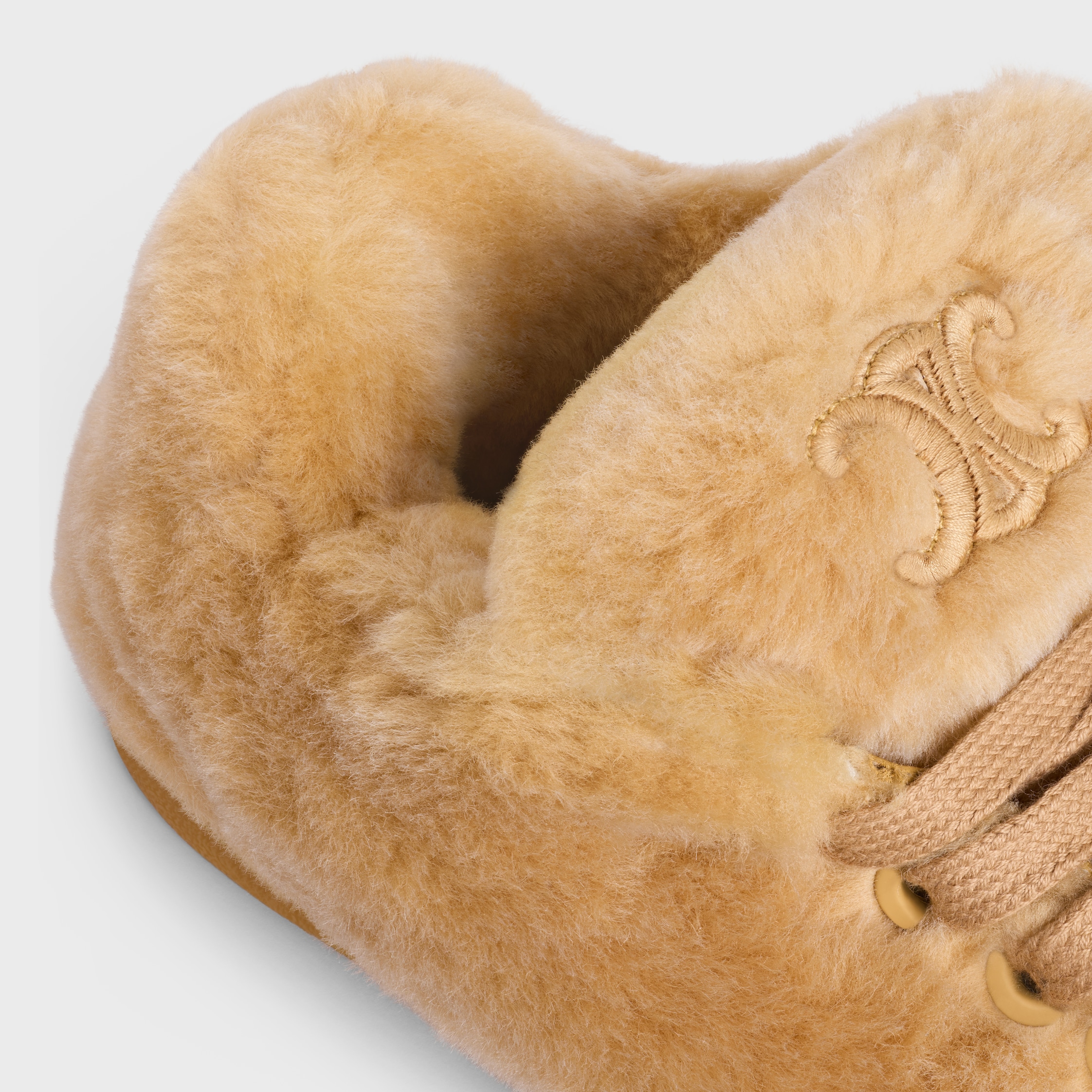関税込 CELINE CELINE IA SLIDE IN Shearling CELINE GEORGIA SLIDE IN Shearling - BEIGE | CELINE