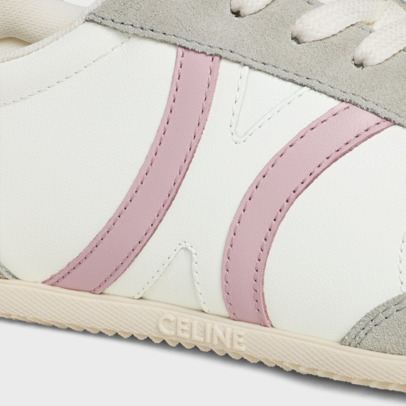 CELINE JOGGER SNEAKER BASSE &Agrave; LACETS EN EN Cuir de veau et cuir de veau velours - BLANC OPTIQUE / GRIS / ROSE -  - 1 | CELINE