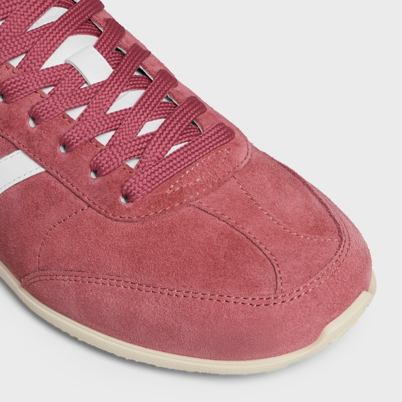 CELINE JOGGER LOW LACE-UP SNEAKER WITH TRIOMPHE IN SUEDE CALFSKIN AND CALFSKIN - PINK -  - 1 | CELINE