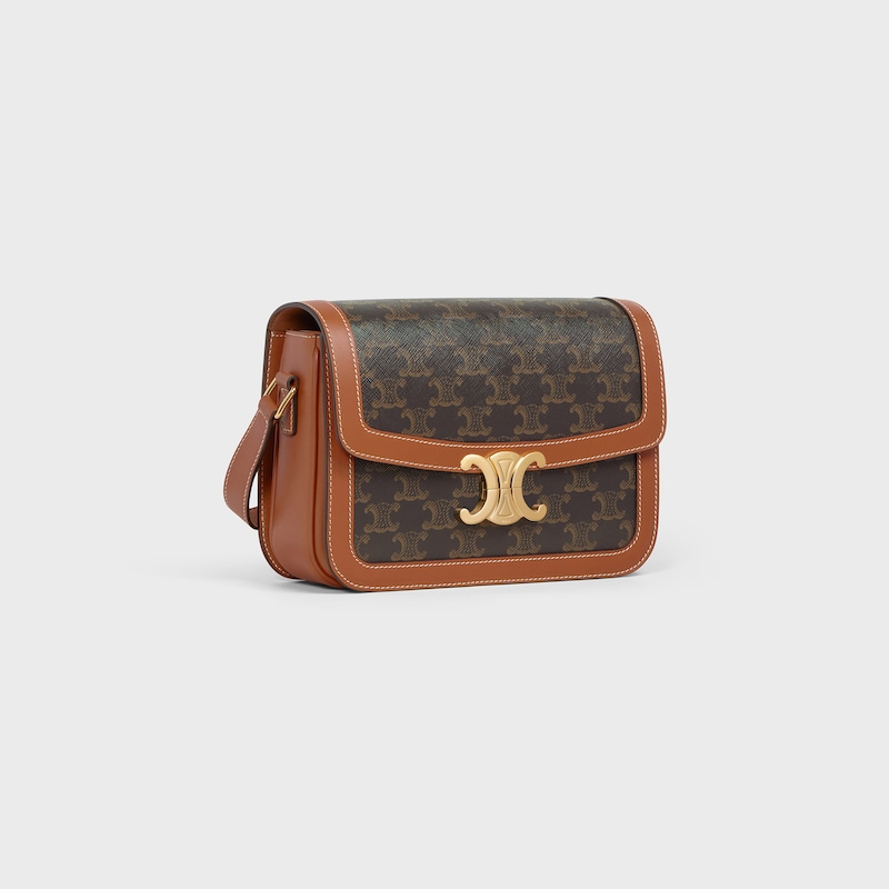 CLASSIQUE TRIOMPHE BAG IN Triomphe Canvas and Calfskin - TAN - TRIOMPHE - 1 | CELINE