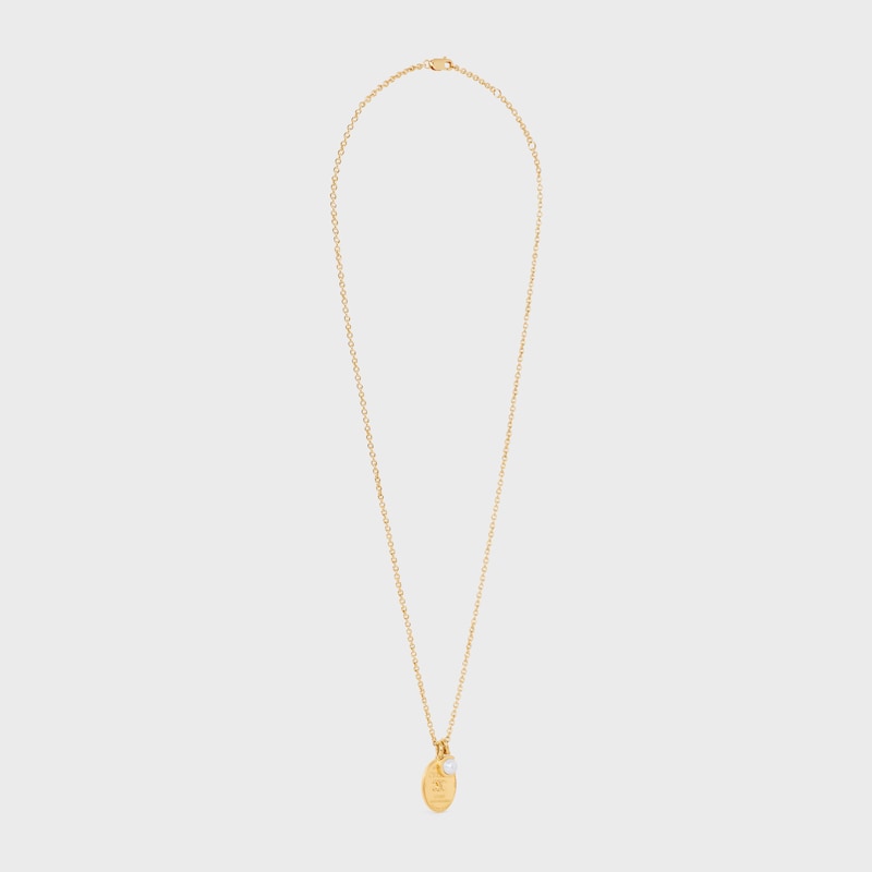 COLLAR CON MEDALLA LES PERLES CELINE DE PERLAS DE RESINA Y LATÓN CON ACABADO DORADO - DORADO / MARFIL - COLLARES - 1 | CELINE