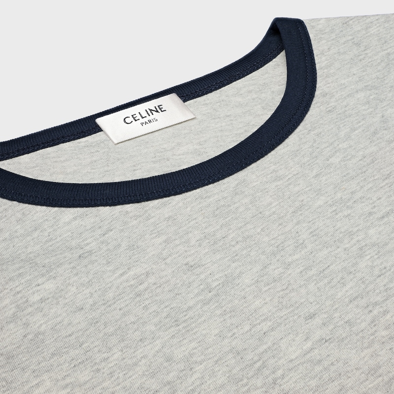 70's blason t-shirt IN cotton jersey - VINTAGE GREY MELANGE / NAVY -  - 1 | CELINE