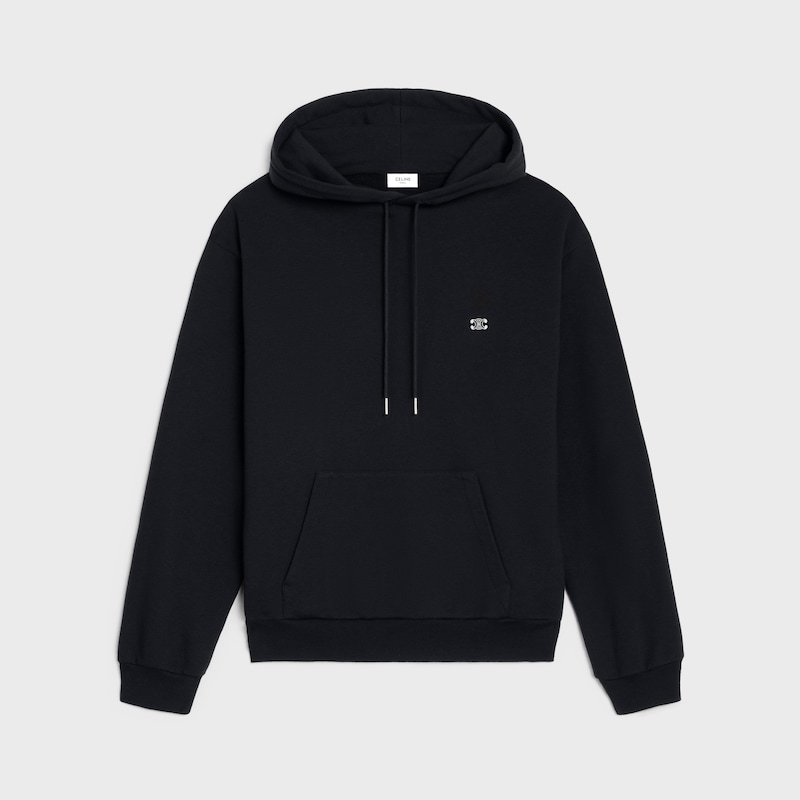 triomphe loose hoodie IN cashmere  cotton - BLACK / WHITE -  - 1 | CELINE