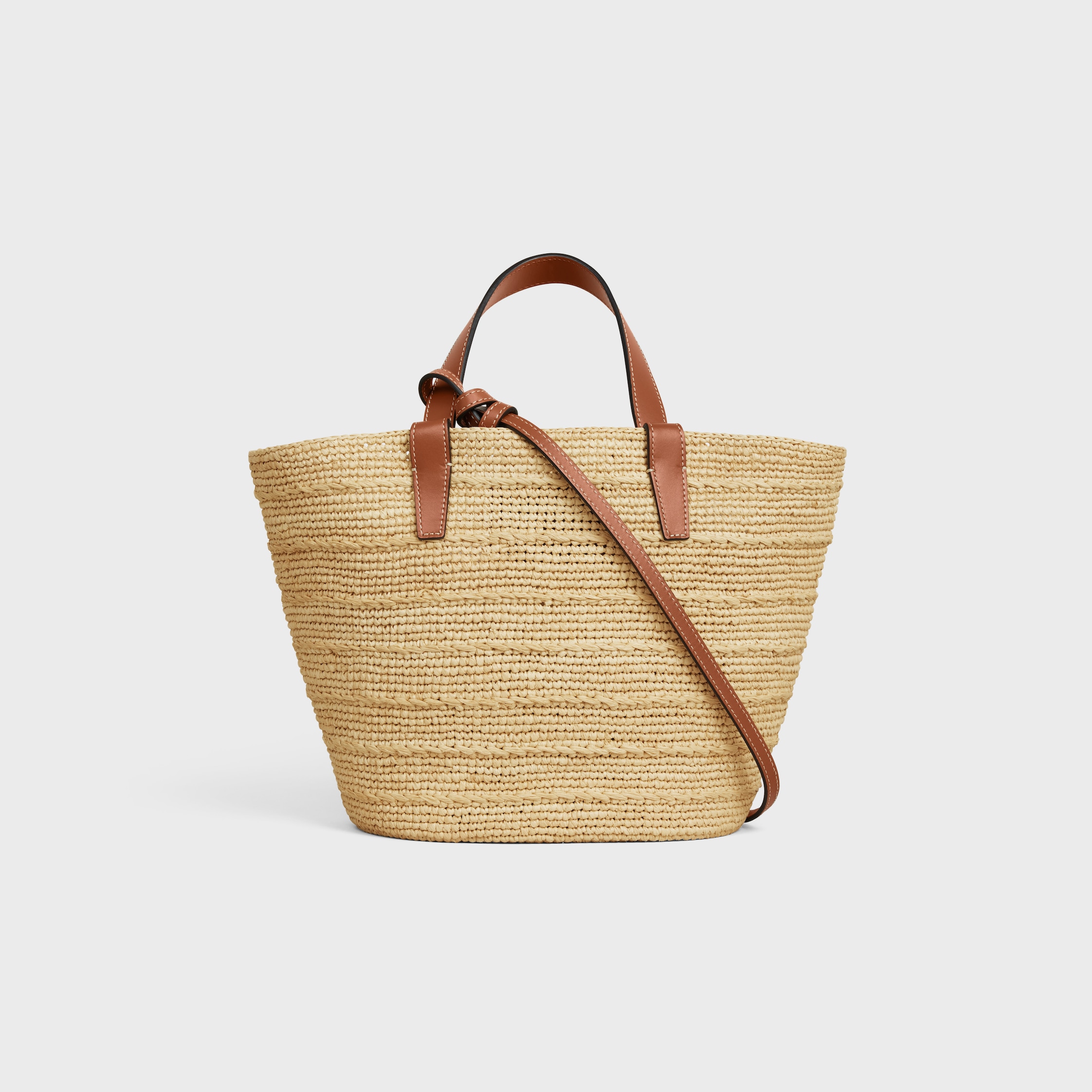 TEEN SUPPLE CELINE CLASSIC PANIER IN RAFFIA AND CALFSKIN