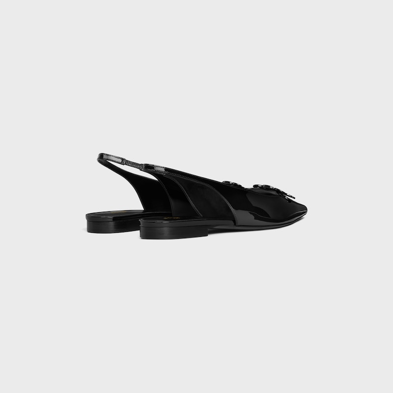 CELINE ALMA TRIOMPHE FLAT SLINGBACK in PATENT CALFSKIN - BLACK -  - 1 | CELINE