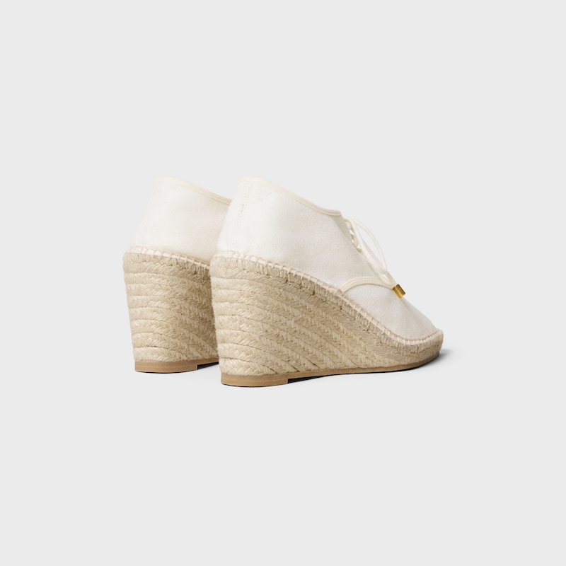 WEDGE LACE-UP ESPADRILLES IN CANVAS - ECRU -  - 1 | CELINE