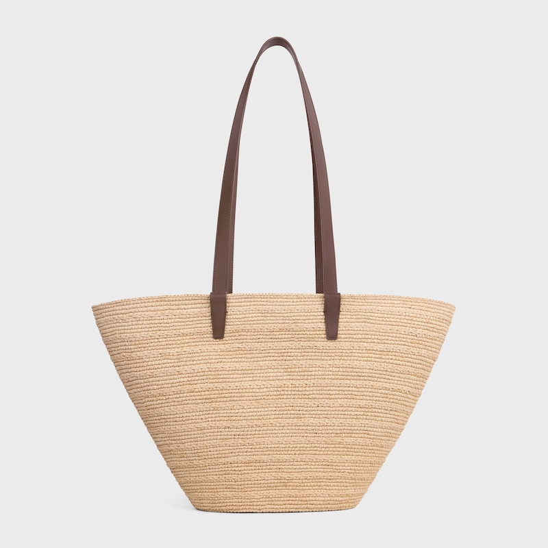 BOLSO TRIOMPHE CELINE CLASSIC PANIER MEDIANO DE RAFIA Y PIEL DE BECERRO - MARRÓN GLASEADO - CLASSIC PANIER - 1 | CELINE