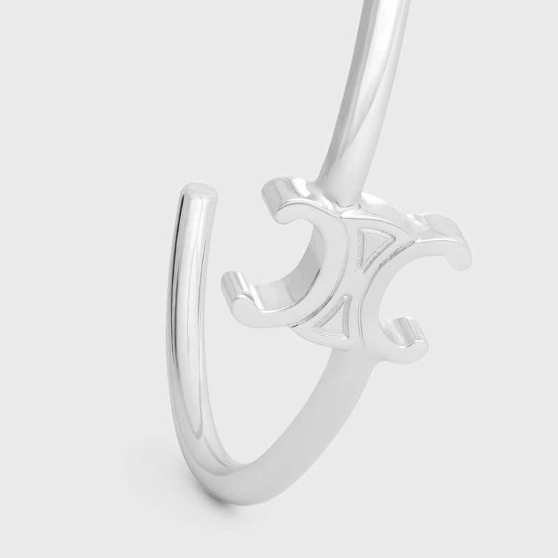 Triomphe Asymmetric Cuff in Brass with Rhodium Finish - SILVER -  - 1 | CELINE