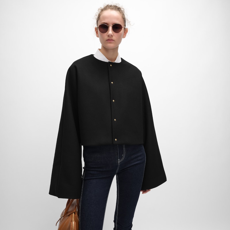 CHAQUETA CÁRDIGAN DE PAÑO DE LANA - NEGRO -  - 1 | CELINE