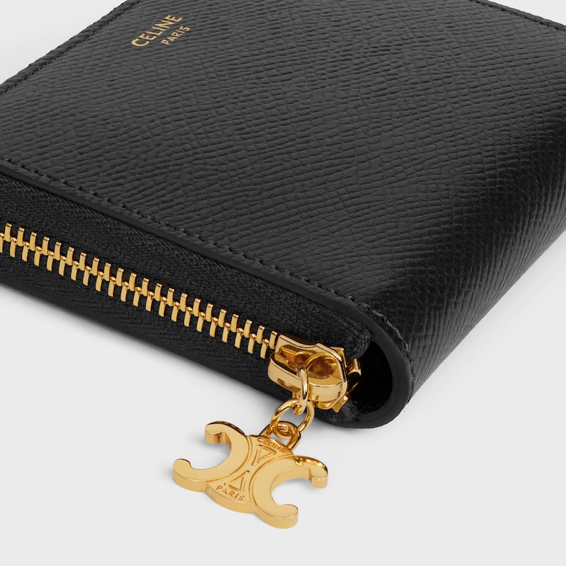 Small Zipped Wallet TRIOMPHE CHARMS IN GRAINED CALFSKIN - BLACK - Event Selection - 1 | CELINE