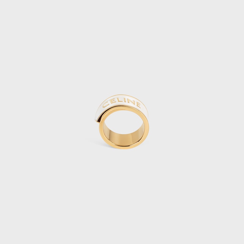 BAGUE CELINE RIBBON EN ÉMAIL ET LAITON DORÉ - IVORY / GOLD -  - 1 | CELINE