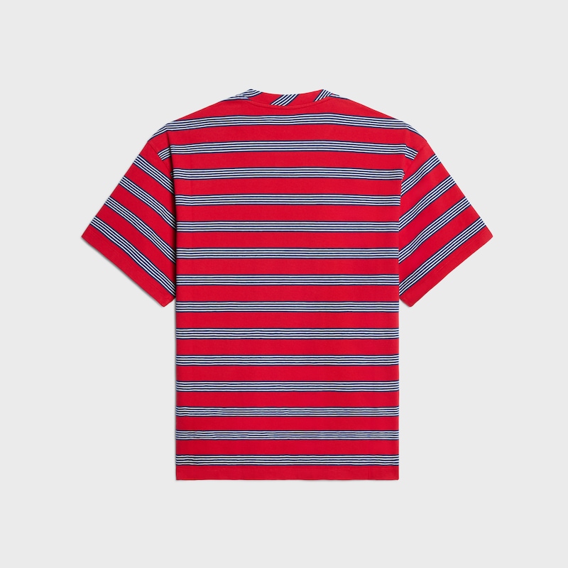 T-shirt regular in jersey di cotone a righe - ROSSO / BLU NAVY / BIANCO -  - 1 | CELINE