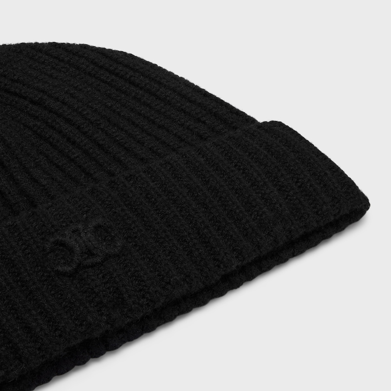 triomphe beanie IN Scottish Cashmere - BLACK -  - 1 | CELINE